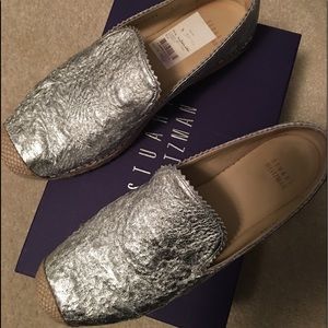 Stuart Weitzman Silver Foil Nappa - Size 8.5